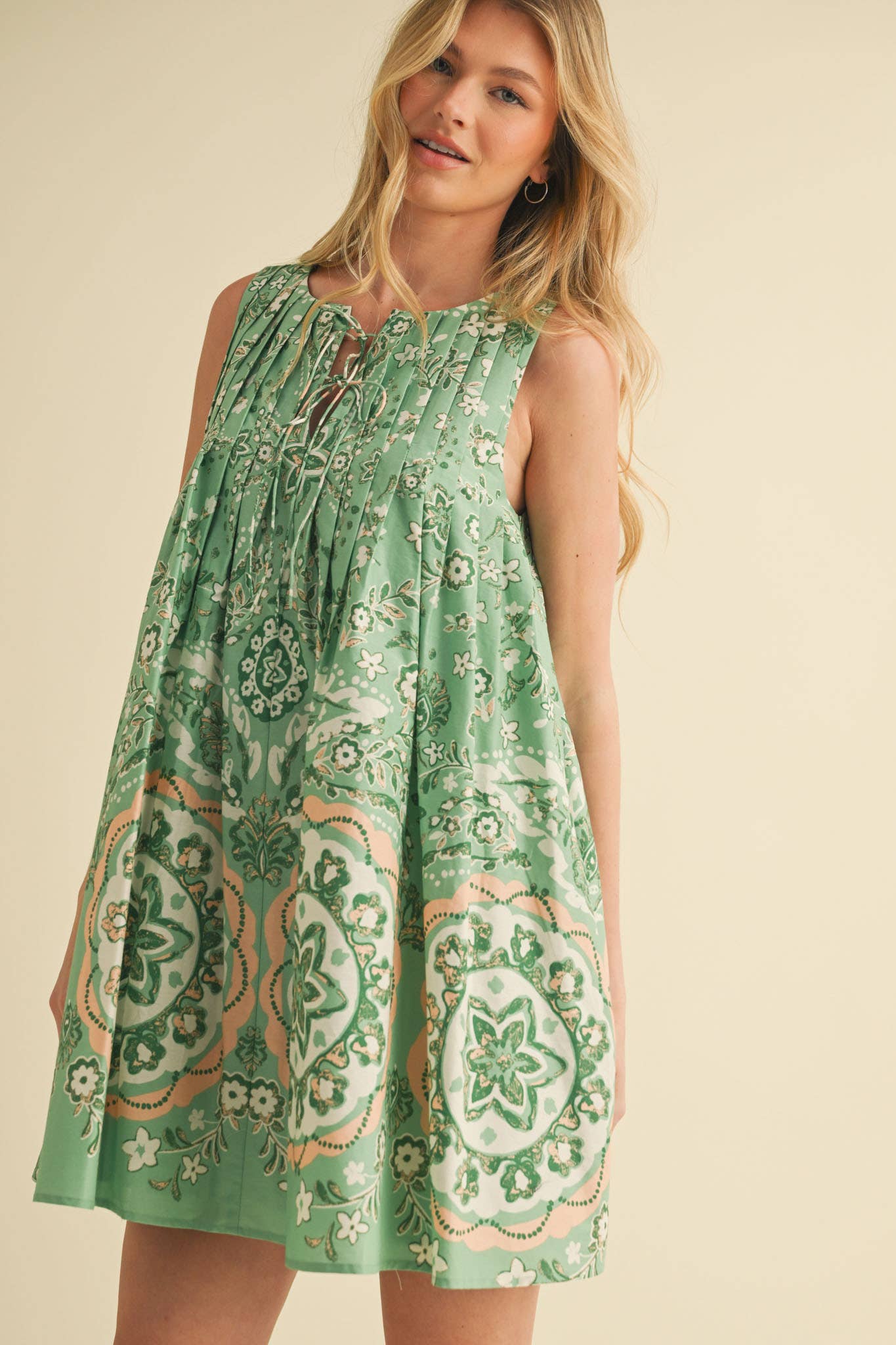 &MERCI - Wholesale Dress - Women's - EXCLUSIVE PRINT MINI DRESS WITH PLEATING MDR408624