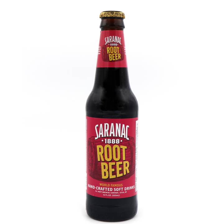 Grandpa Joe's Candy Shop - Wholesale Soda/Carbonated Drink - Saranac Root Beer Soda, 12oz Glass Bottle 12ct