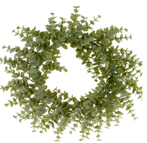 CaBella A Casa - Wholesale Wreath - Eucalyptus Candle Ring Frosted Green - 14" Diameter0