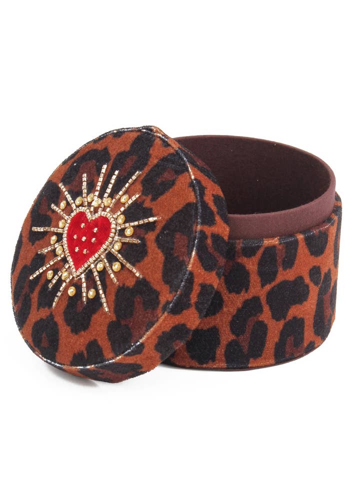 LEOPARD HEART ROUND BOX for wholesale by My Doris