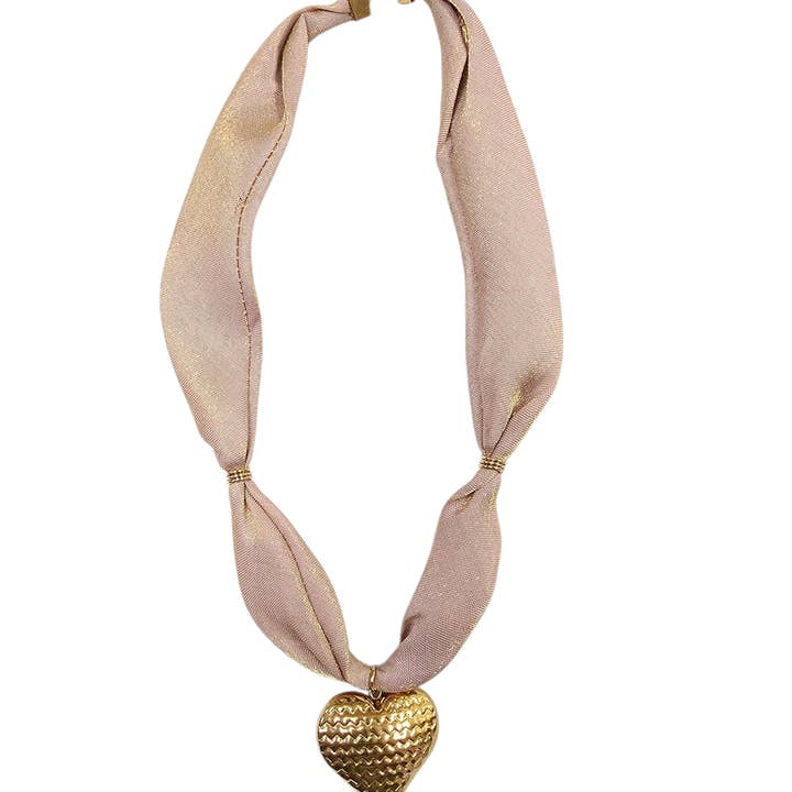 Heart Tan Scarf Necklace NC-2031 for wholesale by Simply Jewels