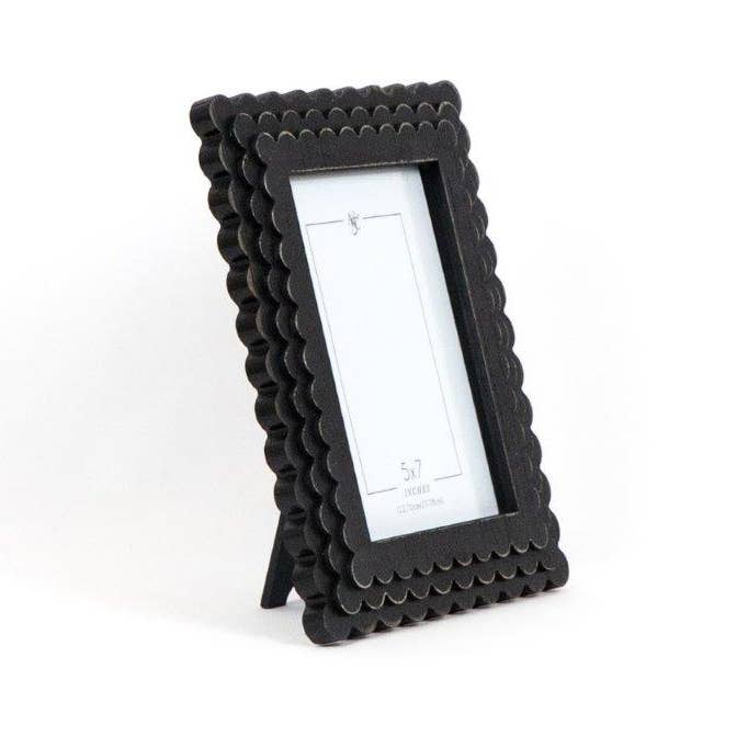 Devanie At Home (Formerly Adams & Co.) - Wholesale Picture Frame - 17026 - 8x10 wood photo frame (SCALLOP) blk (5x7 pic) 118041
