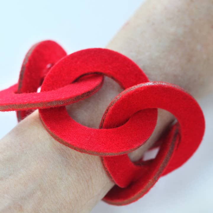 Wool felt six-ring bracelet for wholesale by Amy Pfaffman Jewelry