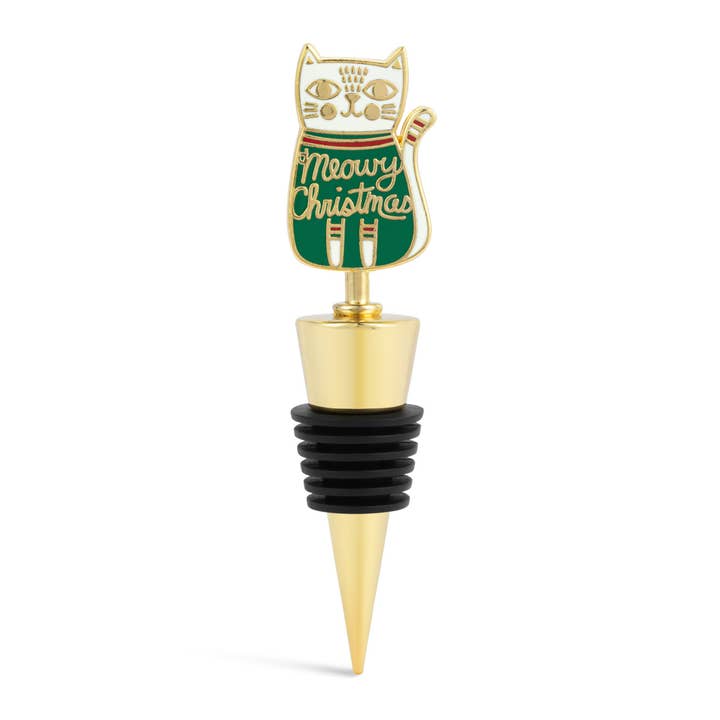 Cat Gold Enamel Bottle Stopper - 4in for wholesale by DEMDACO