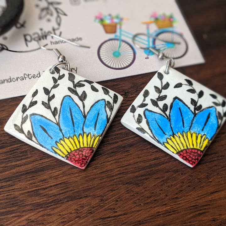 Spanish tiles clay earrings for wholesale by With Clay & Paint