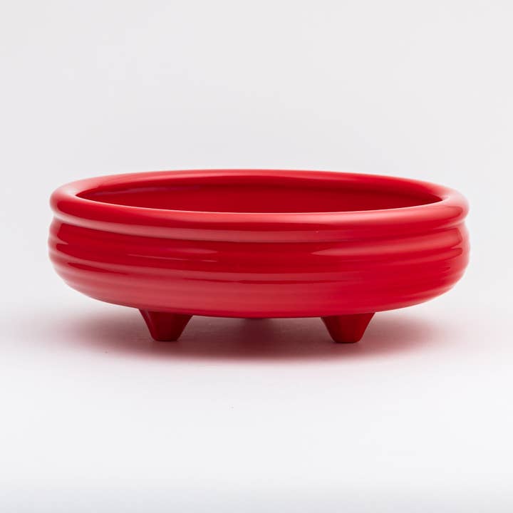 Monterey Footed Fruit Bowl - Poppy Red for wholesale by Bauer Pottery