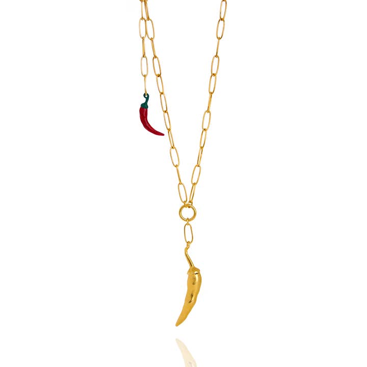 Gold Chili Necklace for wholesale by Alexandra Hakim