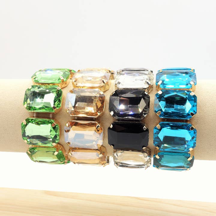 Daemon srls - Wholesale Bangle Bracelet - MARGOT LUXE - Bracciale elasticizzato con pietre sfaccettate -luce colection8