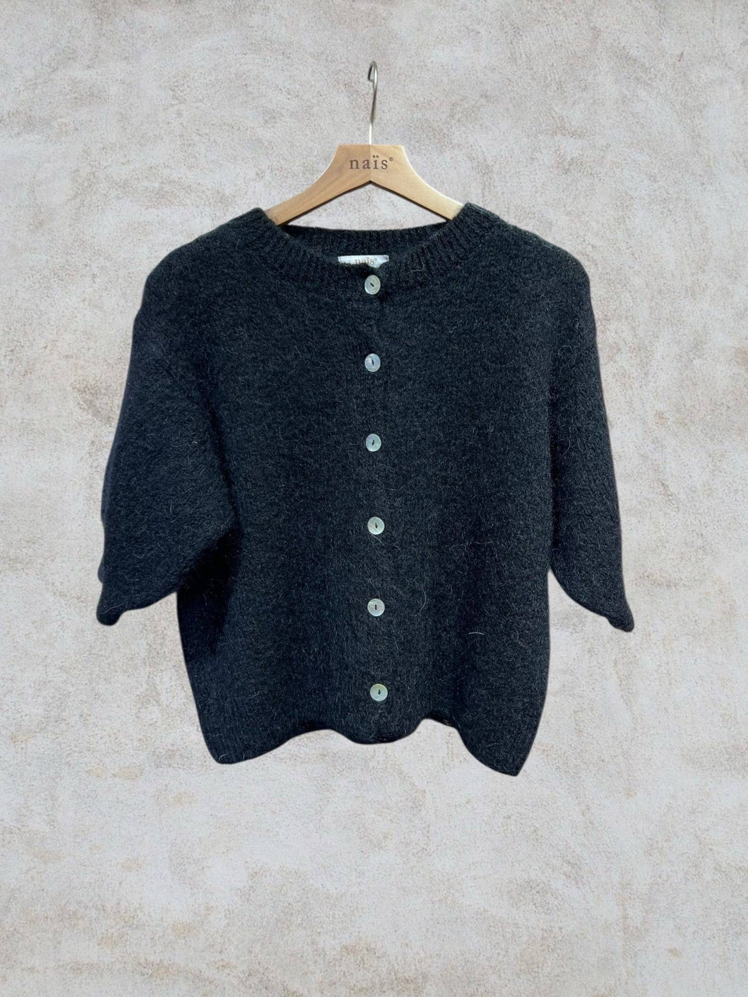 NAÏS PARIS - Wholesale Cardigan - Women's - Round neck buttoned cardigan with short sleeves in mohair and wool4