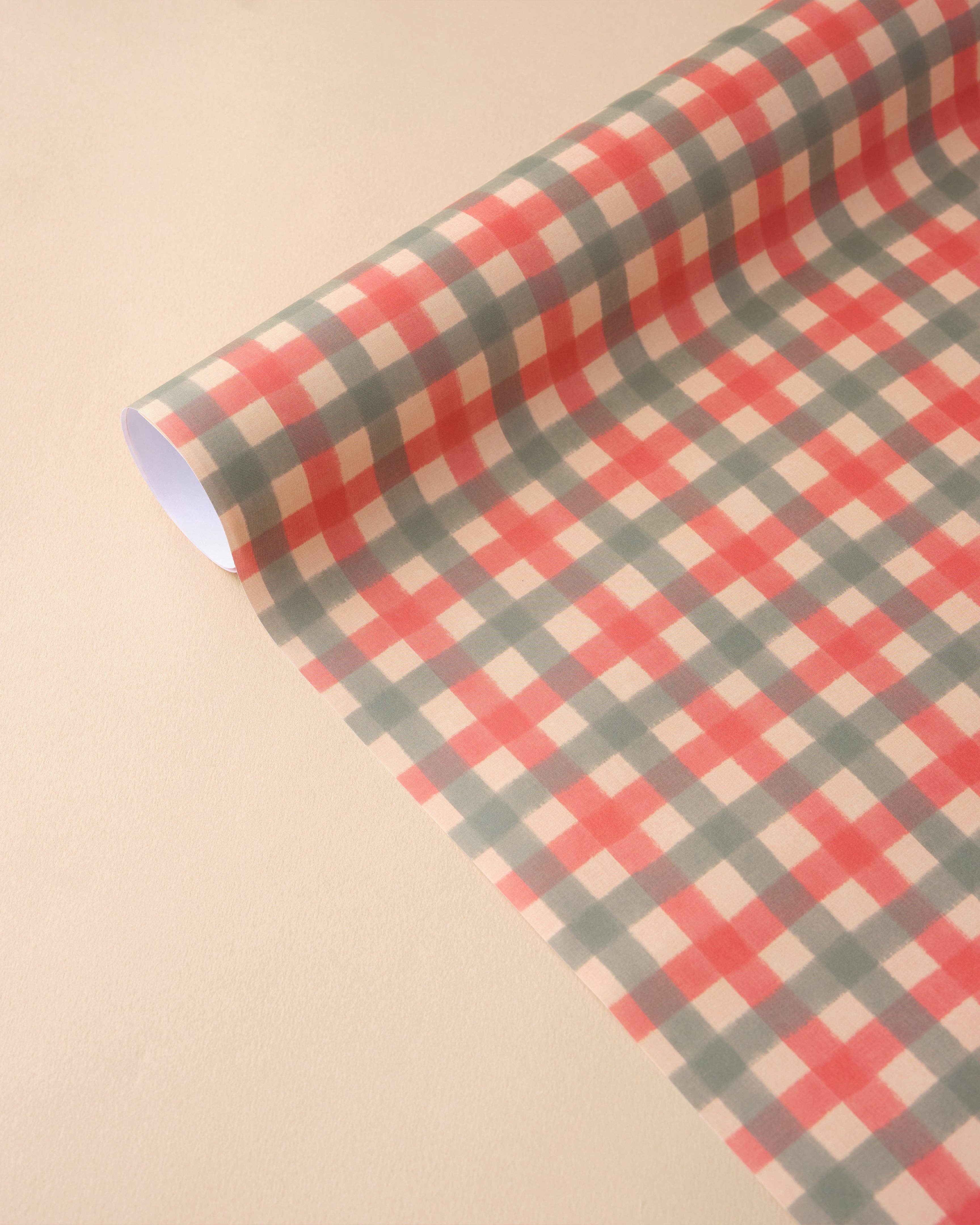 Claire Paul - Wholesale Flat Wrap - Christmas Gingham Wrapping Paper1