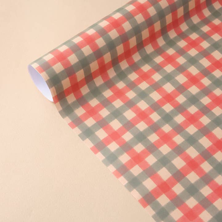 Claire Paul - Wholesale Flat Wrap - Christmas Gingham Wrapping Paper1