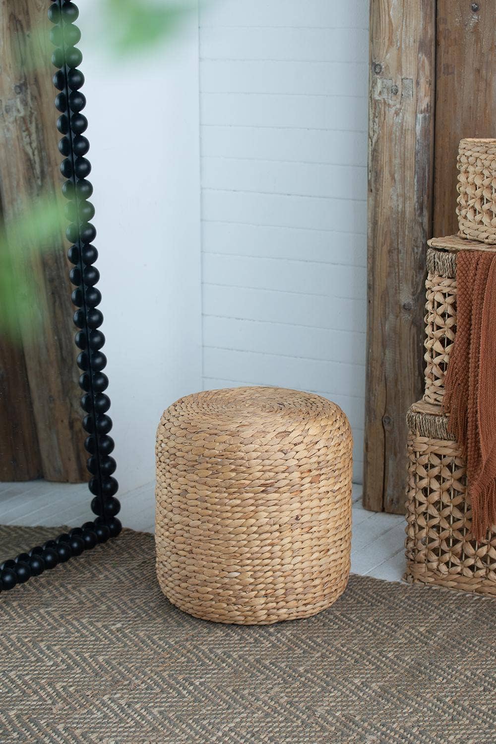 A&B Home Group Inc. - Wholesale Stool - D14.5x14.5" Water Hyacinth Stool 1EA/CTN4