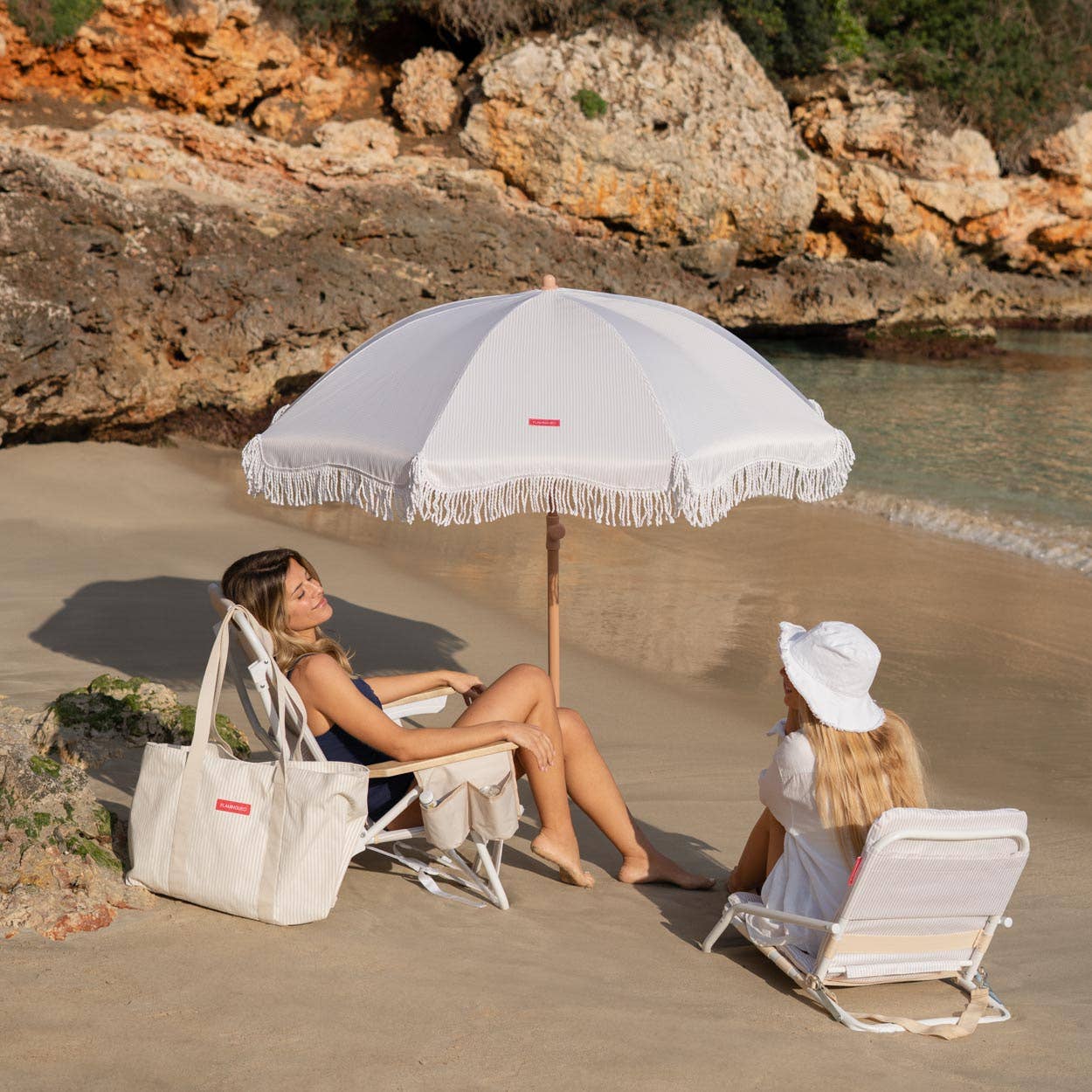 Flamingueo - Vendita all'ingrosso Accessori da spiaggia - Sedia da spiaggia pieghevole Eden con design a righe beige6