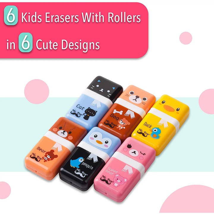 Mr. Pen - Wholesale Eraser - Kids - Mr. Pen- Erasers for Kids, 6 Pack