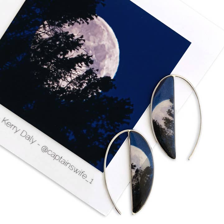 Full Moon lange halvemaan oorbellen voor wholesale door Foterra Jewelry