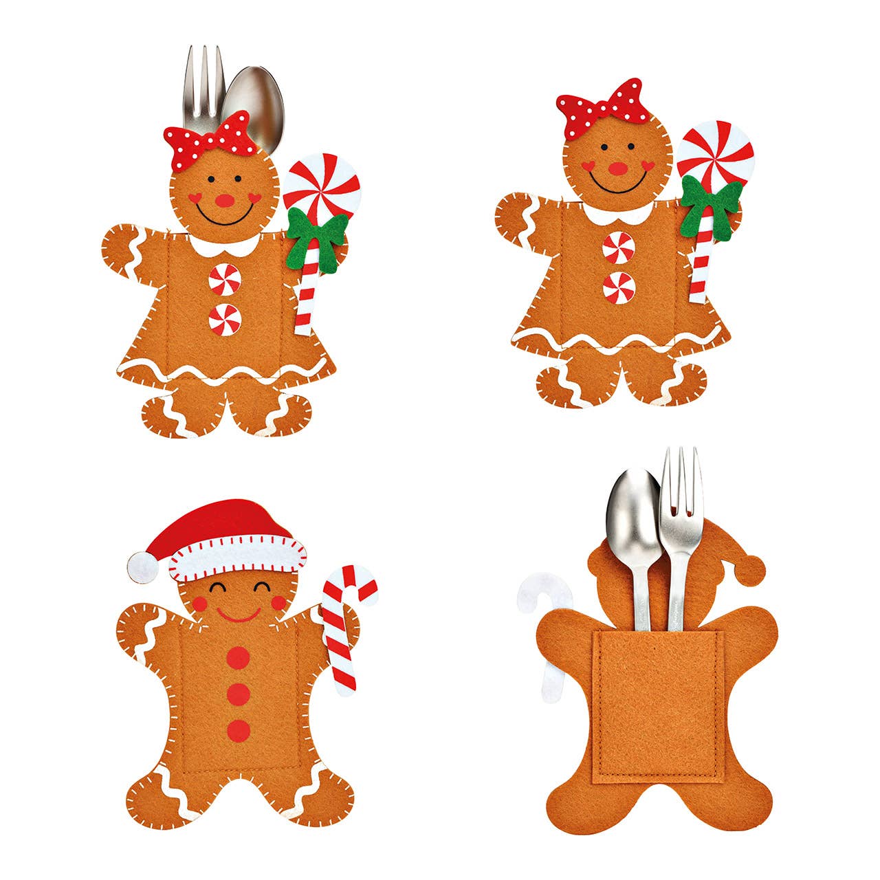 Wurm – Engroshandel Julepynt – Bestikpose honningkagefigur af polyester/filt, 2-delt, brun (B/H) 12x16cm0