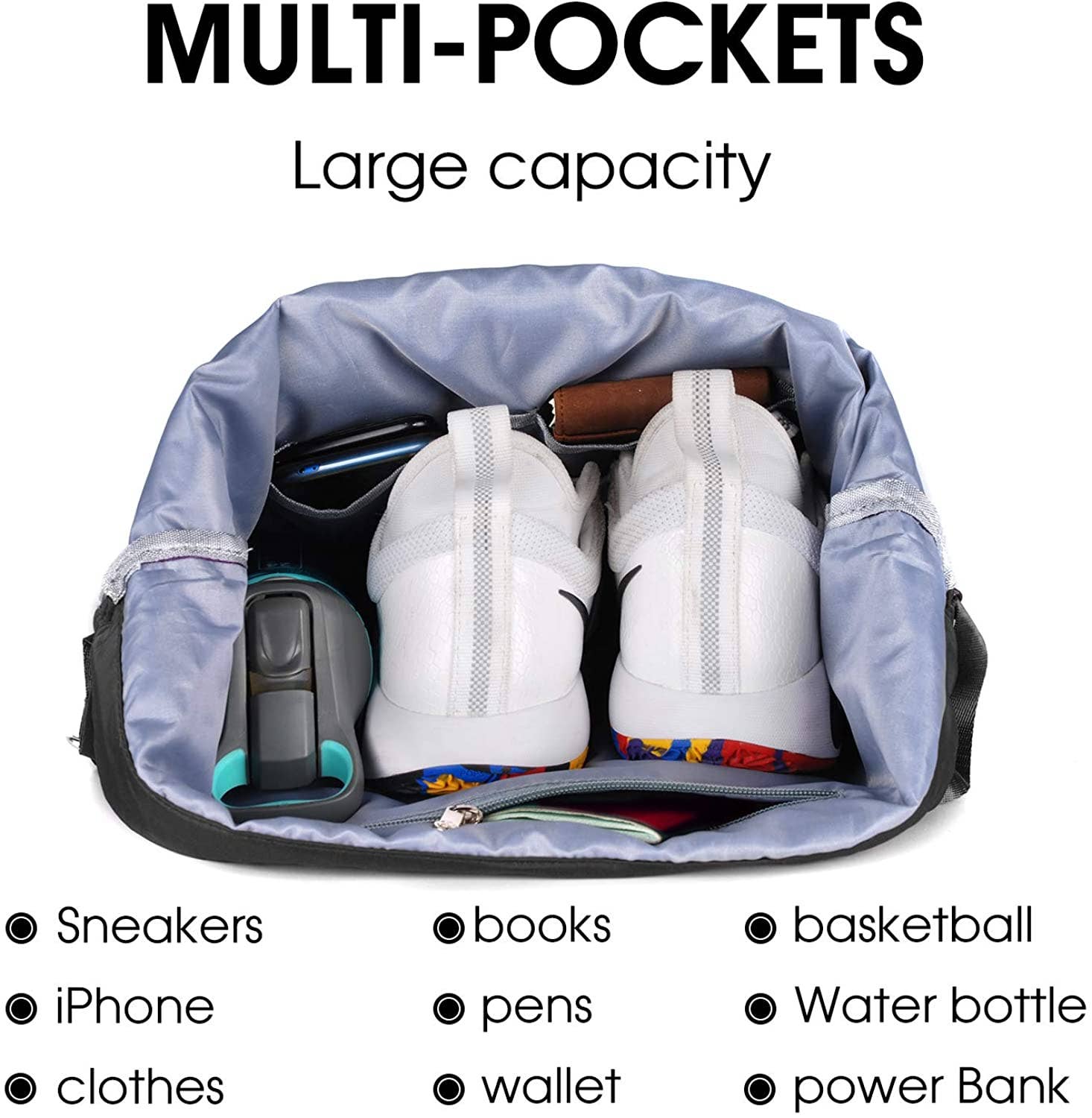 wandf - Wholesale Backpack - Unisex - Sport Drawstring Backpack With Shoe Compartment2