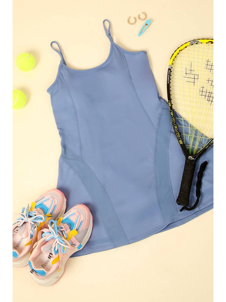 VERY J - Wholesale Athletic Dress - Women's - ND31165-Activewear Mesh Detail Tennis Mini Dress4