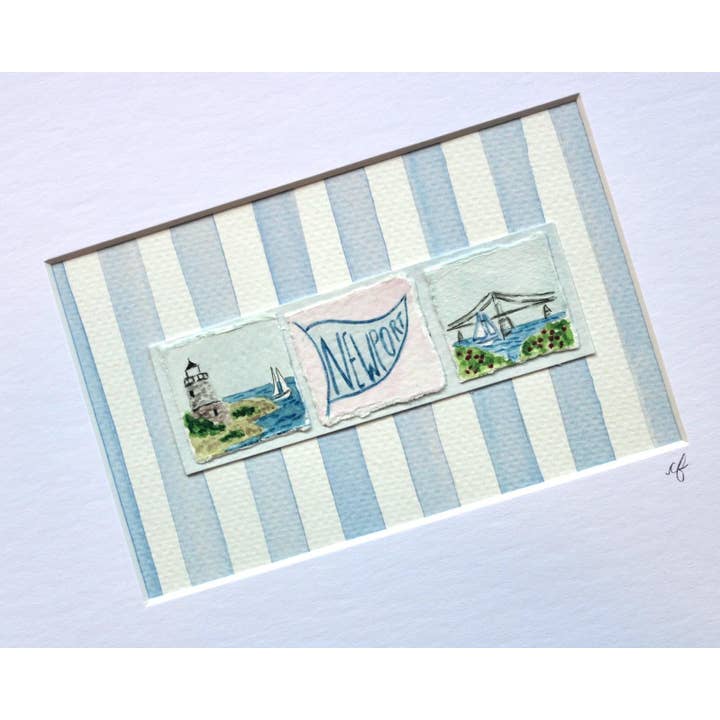 8 x 10 Mini Newport, RI Watercolor Paintings with Frame for wholesale by Courtney Foley