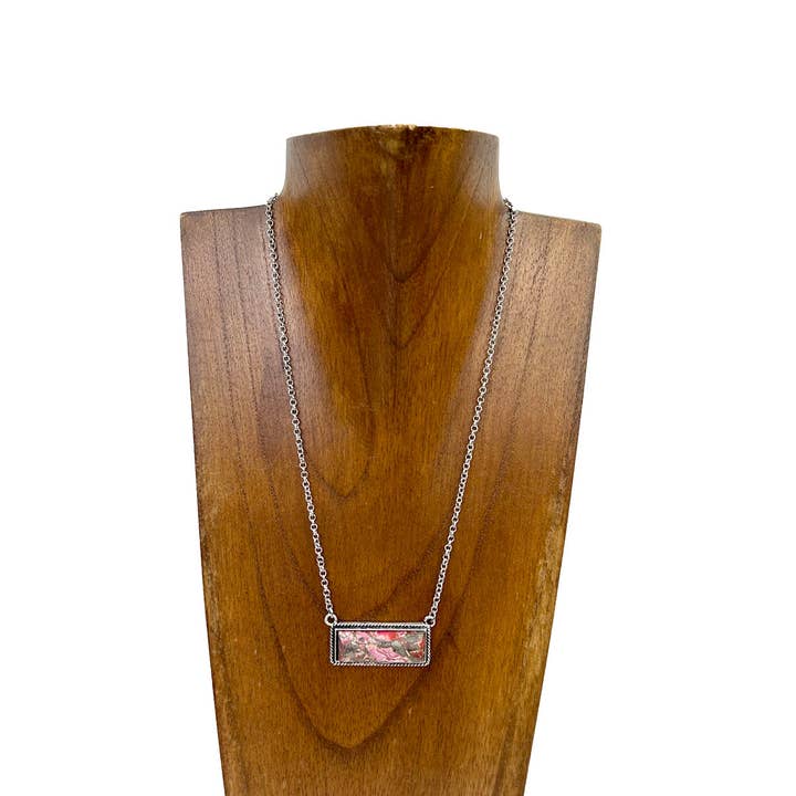 Western Elite Jewelry - Wholesale Pendant/Charm Necklace - NKY230530-01-C " Silver metal chain with oyster copper turquoise triangle pendant Necklace"