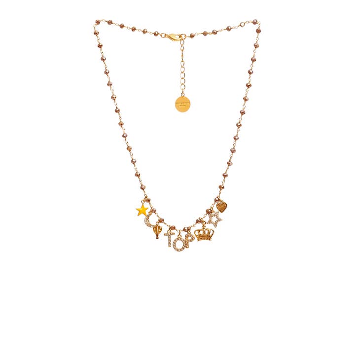 Collier haut de gamme Sparkle Words pour la vente par Principessa Glam