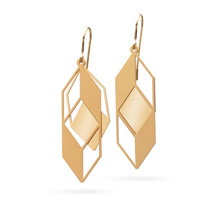 “Optical Illuison” earrings | gold plated for wholesale by KOSAE