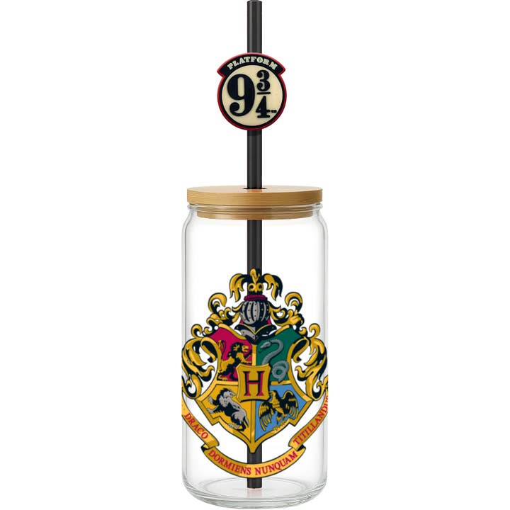 Hogwarts Glass w/Straw Charm for wholesale by Spoontiques, Inc