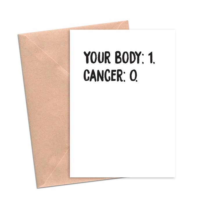 Your Body 1 Cancer 0 Funny Cancer Remission Card for wholesale by Crimson and Clover Studio