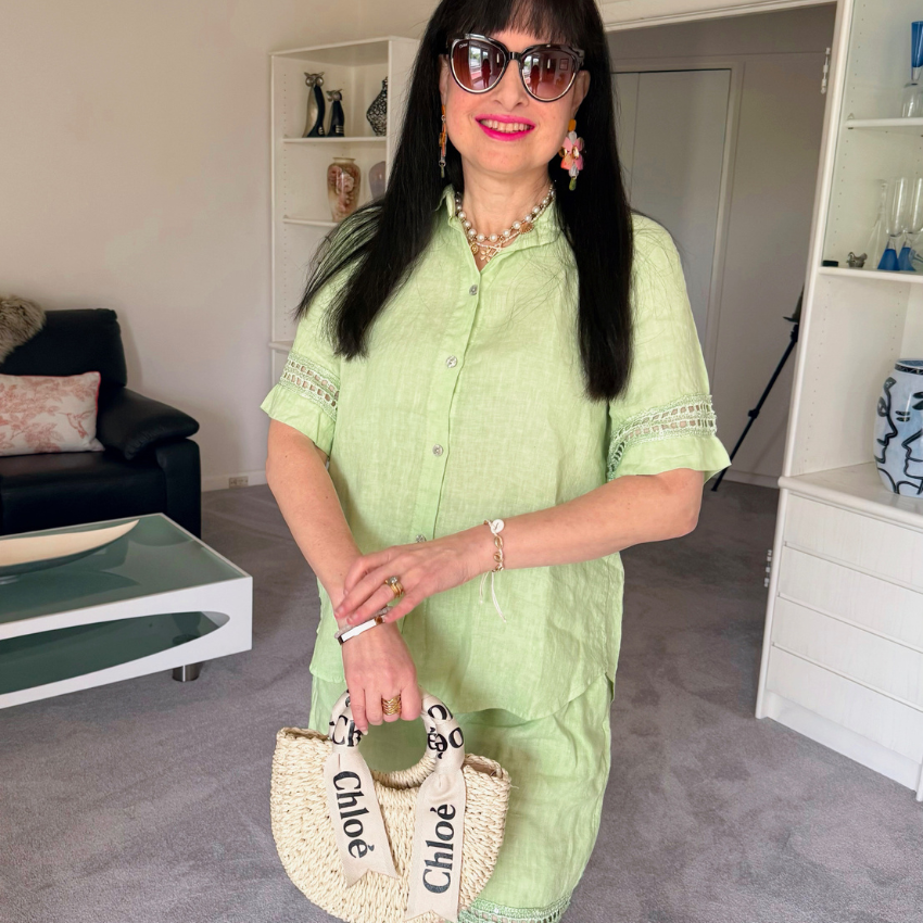 VeraMay – wholesale Top & short set (NOT loungewear) – Women’s – 6709/6713 Menta Vera May Italian Linen Set1