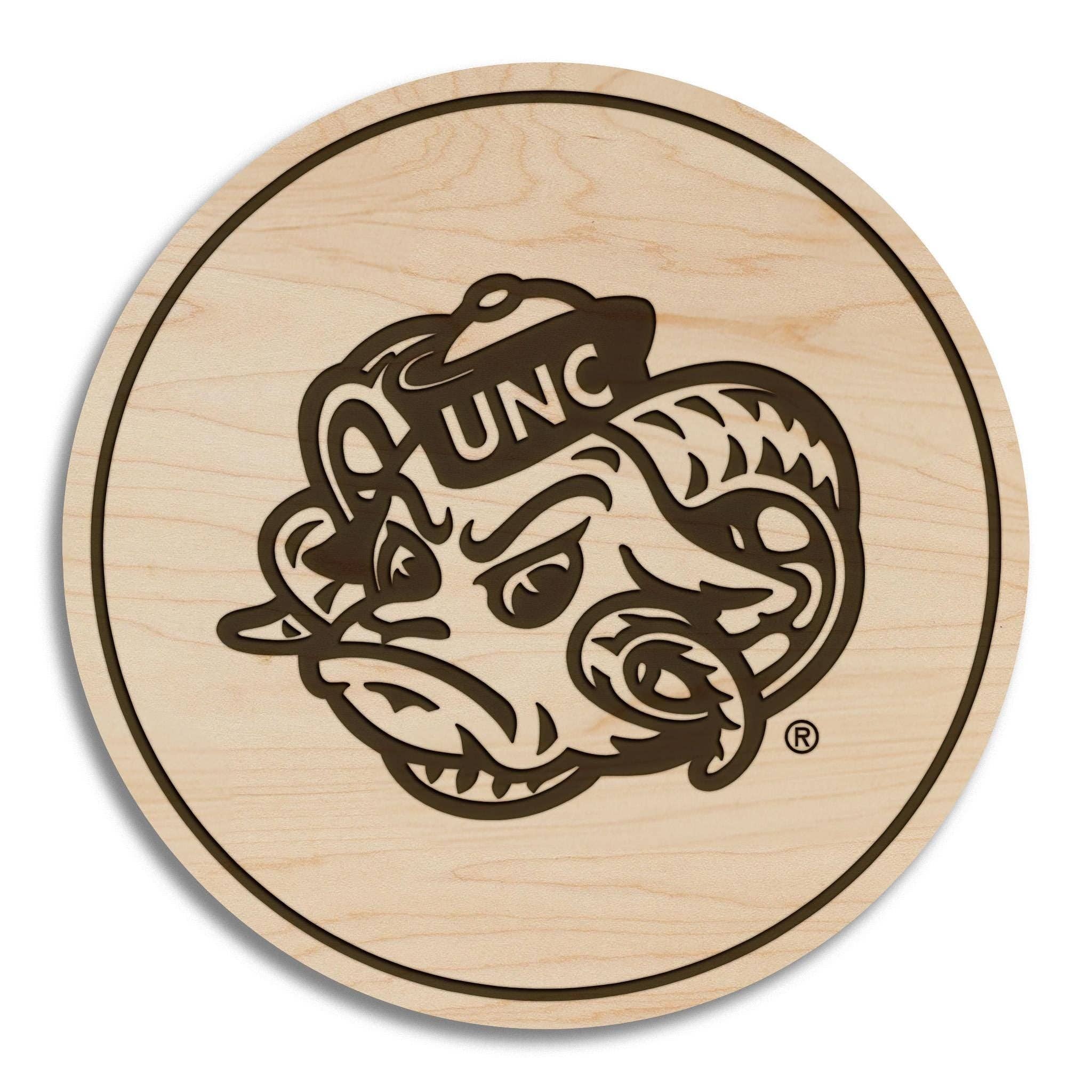 LazerEdge - Wholesale Coasters - University of North Carolina Chapel Hill Ramses Coaster – Crafted from Cherry or Maple Wood – UNC Tarheels1