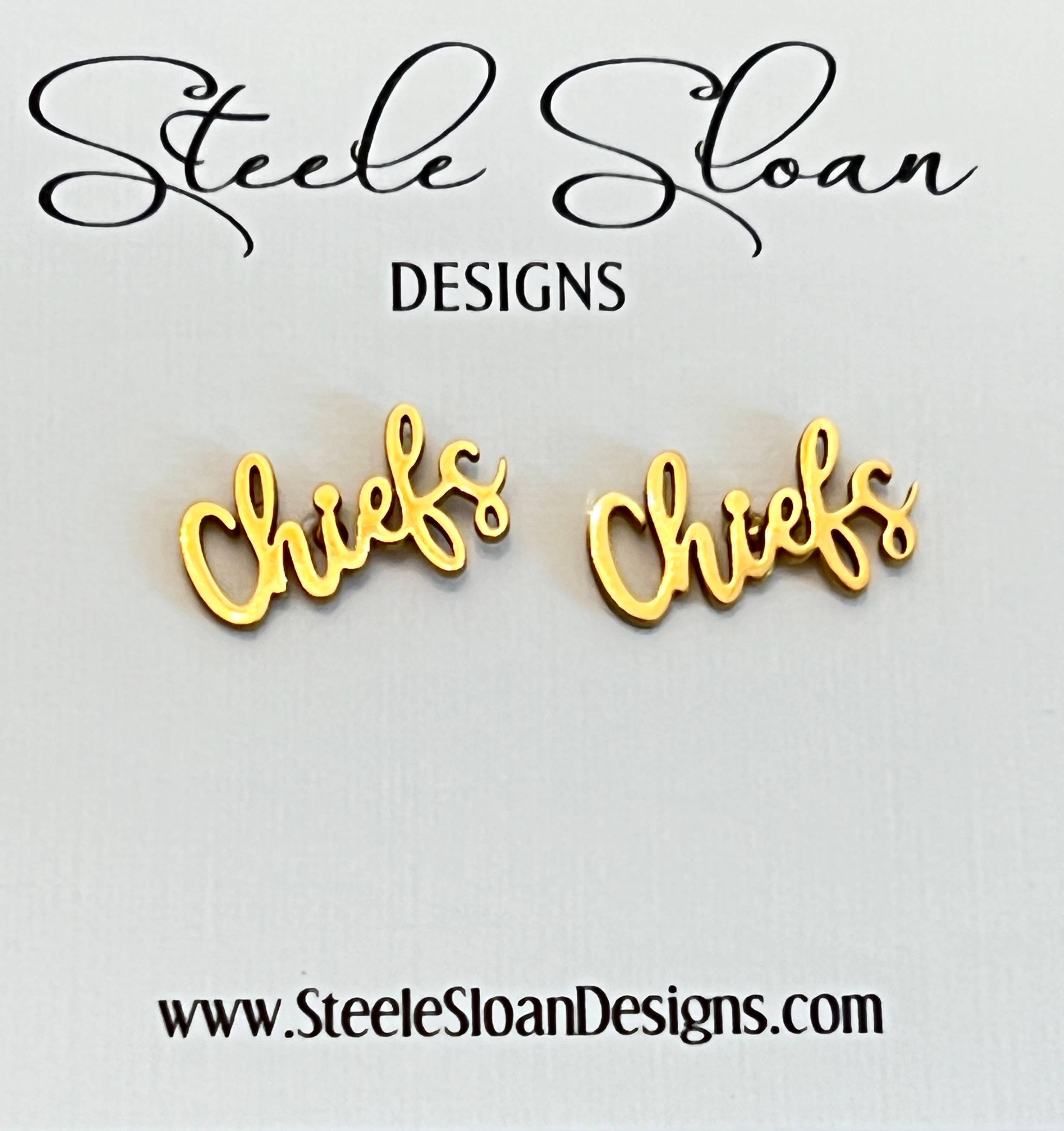 Steele Sloan Designs - Wholesale Stud/Post Earrings - Chiefs Chiefs Earrings Go Chiefs Gift for Chiefs Fans