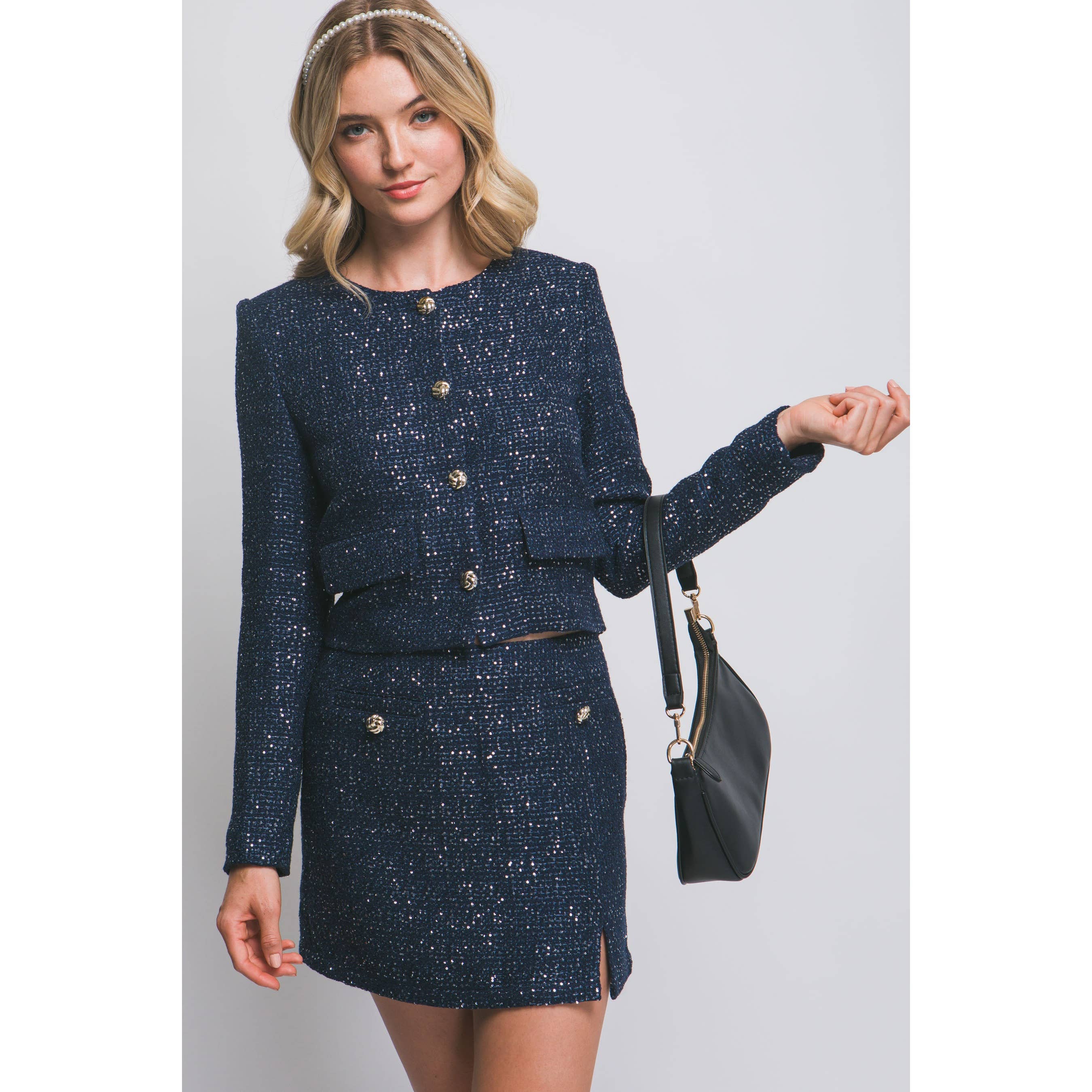 ITSSY - Wholesale Top & Skirt Set - Women's - TWEED JACKET AND MINI SKIRT SET0