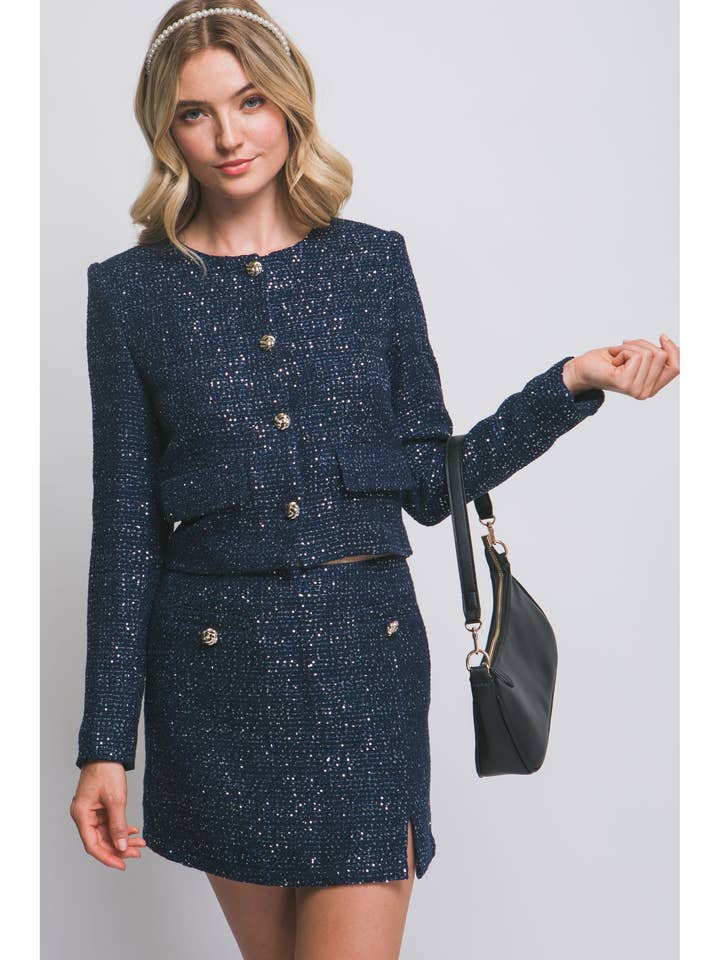 TWEEDJAKKE OG MINI NEDERDEL SÆT for engroshandel hos ITSSY