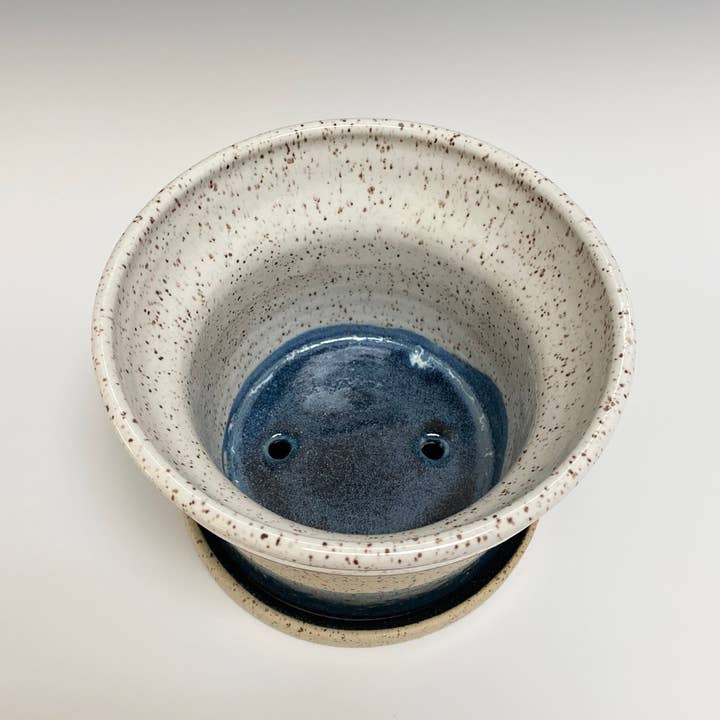The Hive Ceramics – wholesale Kruka – Vit & blå fläckig växtkruka