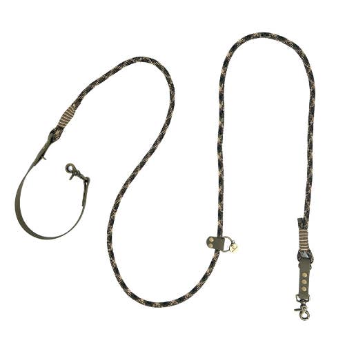 Leash MULTIPOSITION paracord camouflage/biothane khaki for wholesale by KITSUNE.DOG