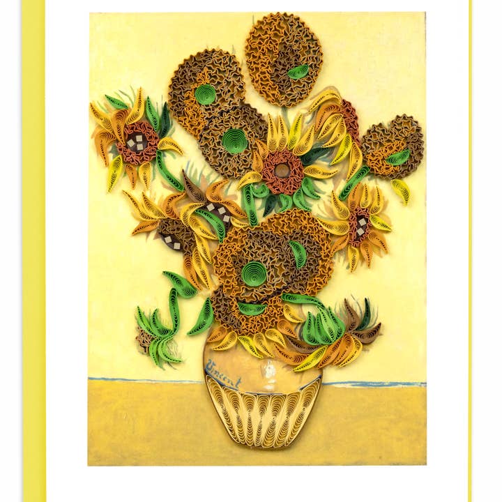 Quilling Card - Wholesale Everyday Greeting Card - Artist Series - Quilled Sunflowers, Van Gogh Greeting Card