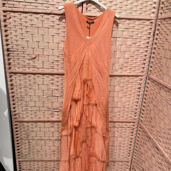 Italian Silk Long Dress with Tiered Design for Women for wholesale by Chenson & Gorett