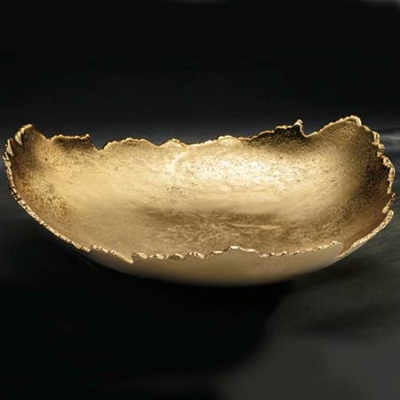 India Handicrafts Inc - Wholesale Decorative Plate/Dish/Bowl - Golden Torn Texture 3-Point Bowl1