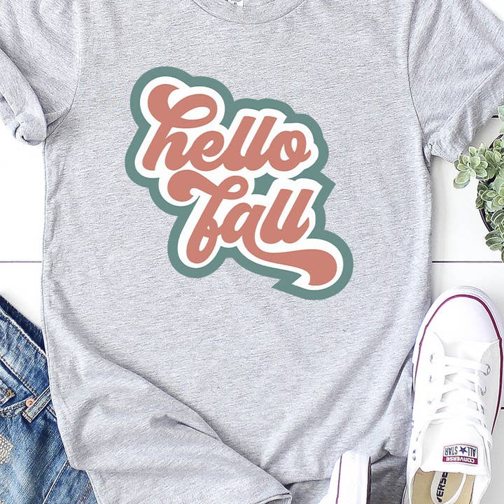Camiseta estampada retro Happy Fall TALLA GRANDE para venta al por mayor de Kissed Apparel
