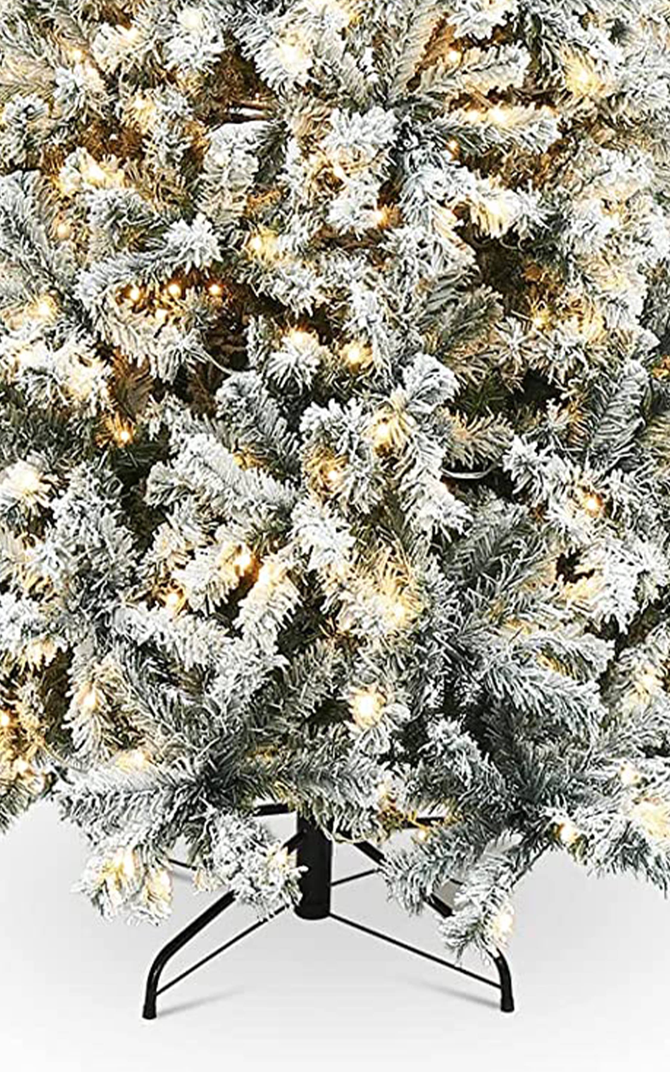 Perfect Holiday - Wholesale Artificial Christmas Tree - 6.5ft Pre-Lit Snow Flock Christmas Tree  OPEN BOX FINAL SALE5