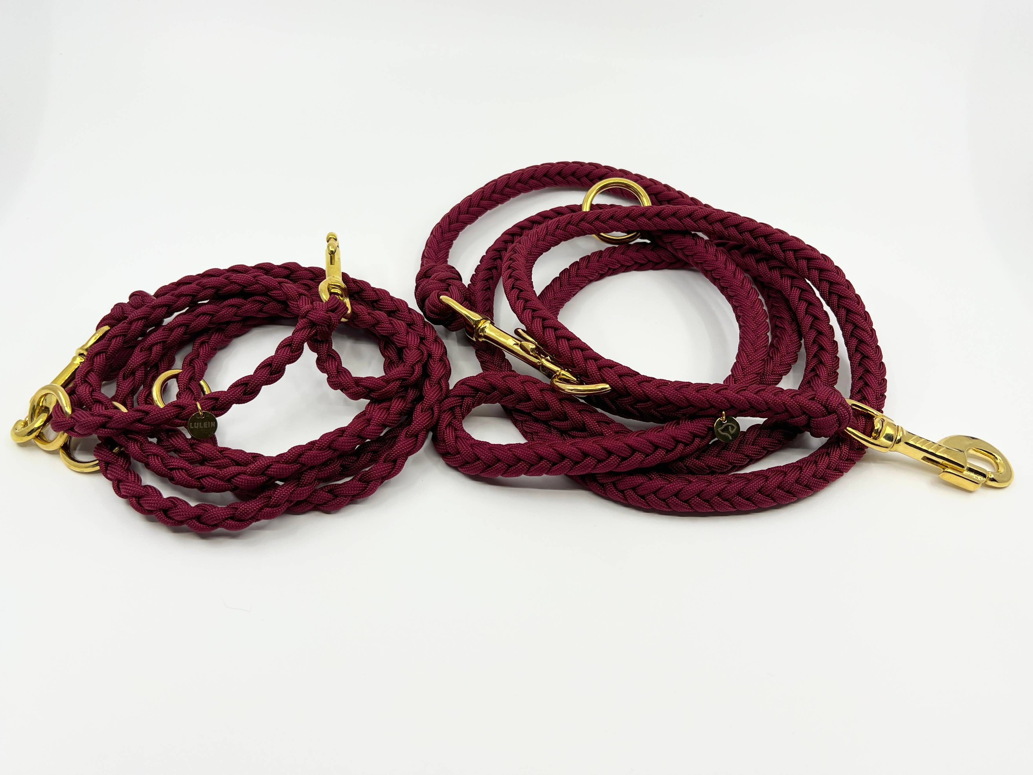 Lulein - Wholesale Hondenriem - Hond - Fishbone bordeaux 3-weg verstelbare paracord hondenriem5