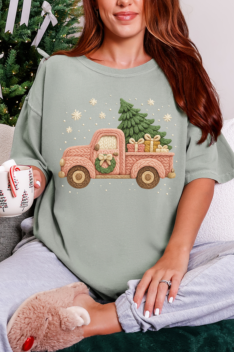 Wholesale Accessory Market - Wholesale Screen Printed T-Shirt - Women's - Faux Yarn Holly Jolly Haul Comfort Colors Adult Ring-Spun Cotton Tee0
