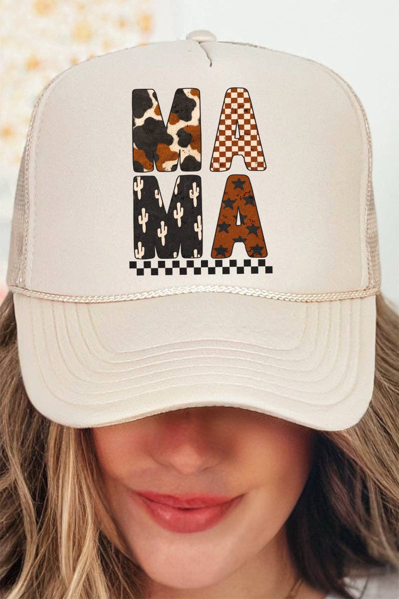 Wholesale Accessory Market - Wholesale Trucker Hat - Women's - Cow Cactus Mama Otto Khaki Foam Front Trucker Hat0