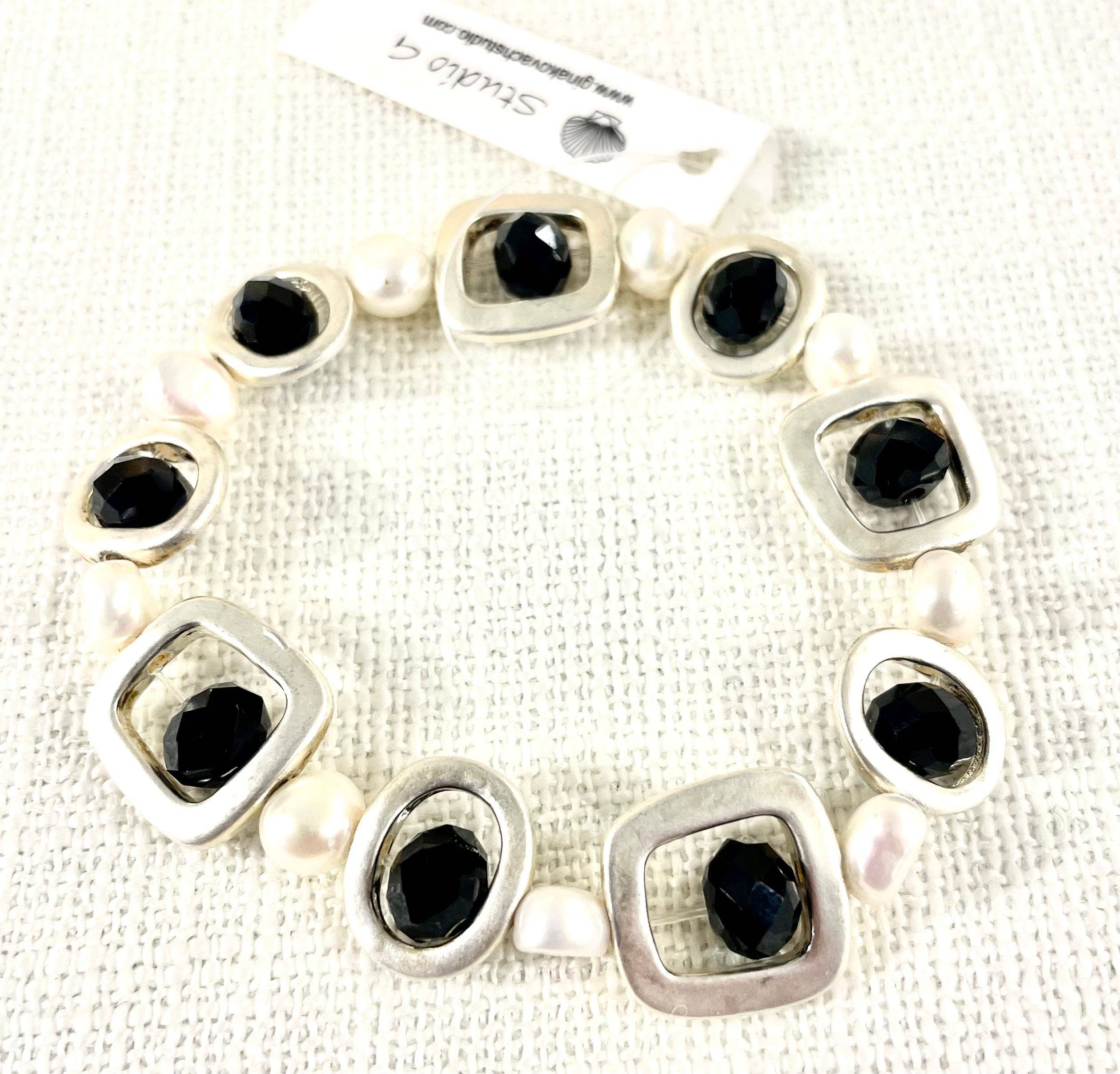 Studio G – wholesale Beaded bracelet – #57B-Brushed Bead and Pearl Bracelet3