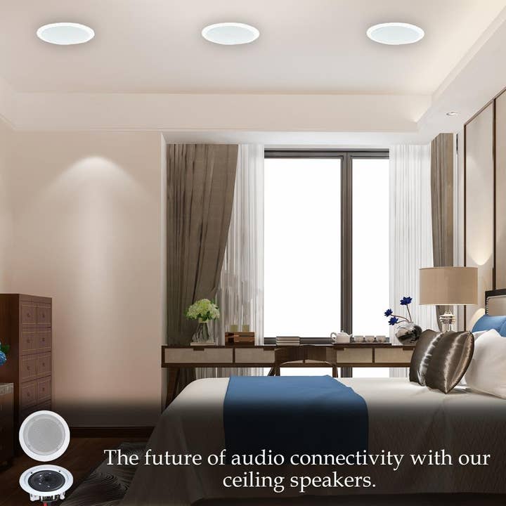 Technical Pro - Wholesale Speakers - 1000W Bluetooth Amplifier,2 Ceiling Speakers 8", Mic, Wire6