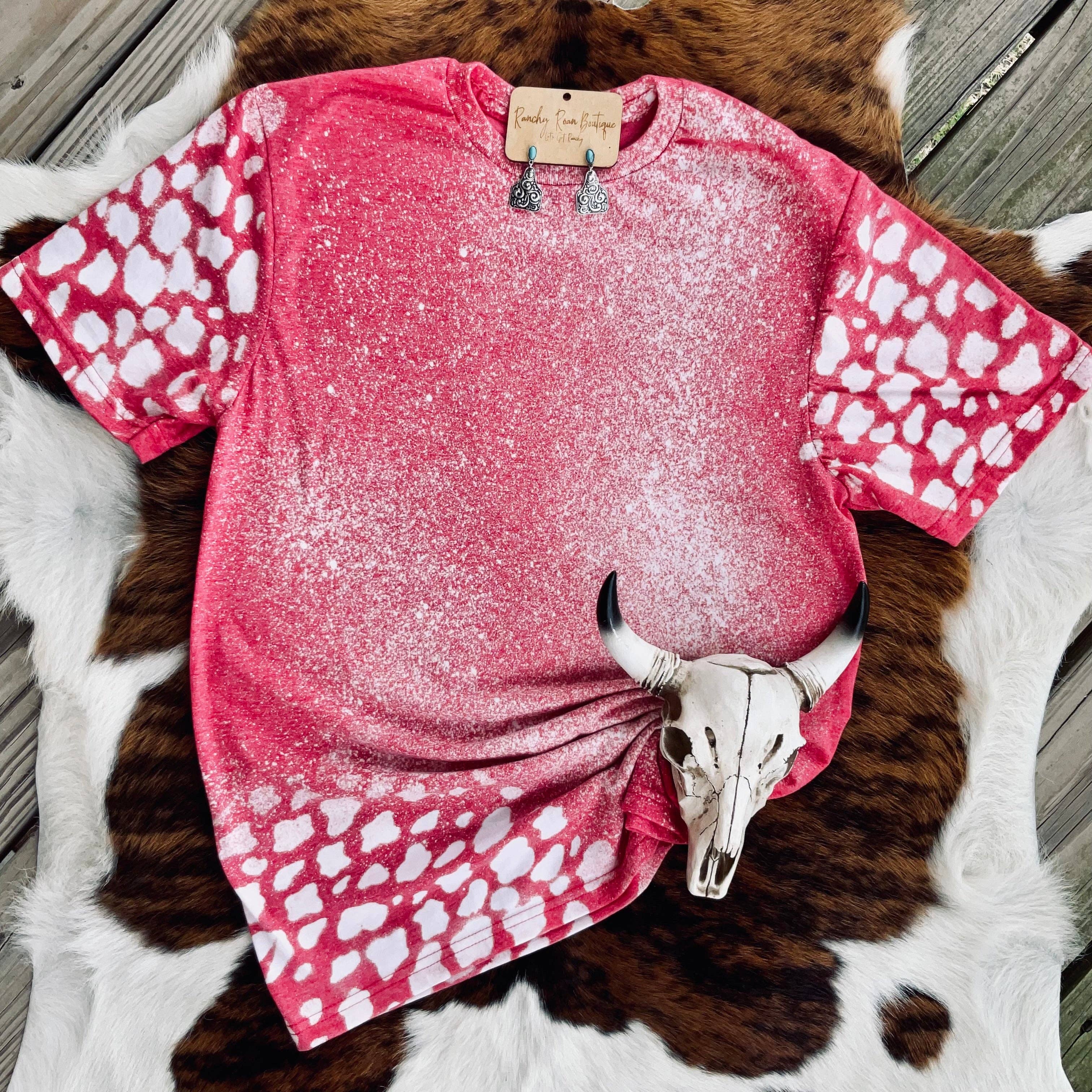 Ranchy Roan Boutique - Wholesale Sublimation Blank T-Shirt - Women's - Stenciled Bleach Western Blank Tee3