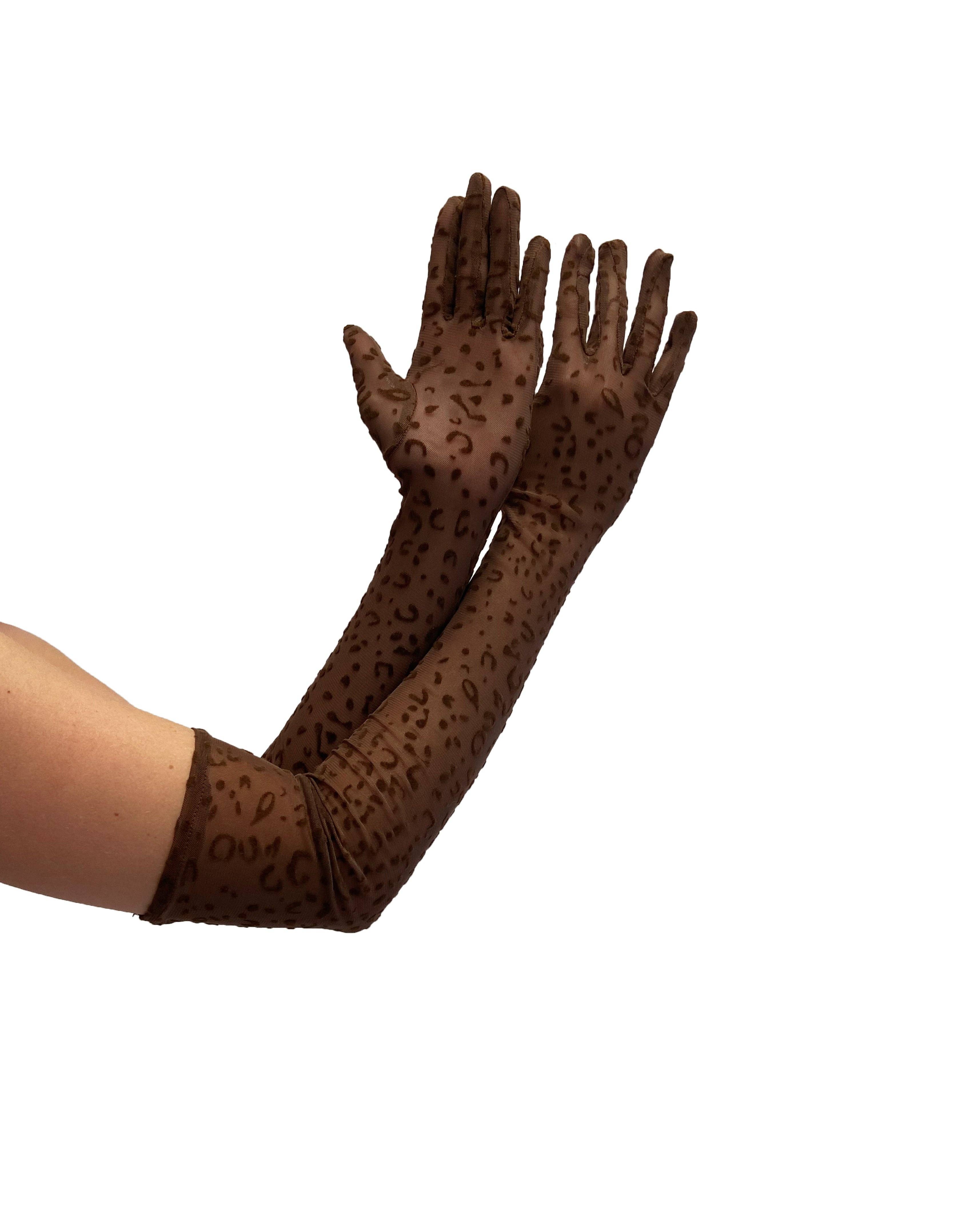 Brown Sheer Leopard Gloves -Clearance for wholesale on Faire3
