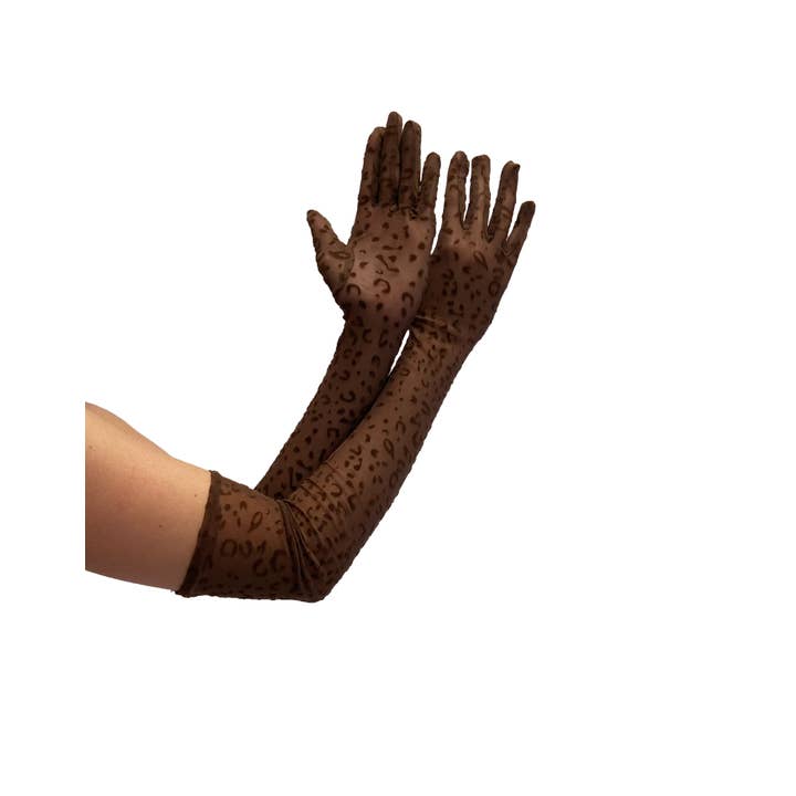 Brown Sheer Leopard Gloves -Clearance for wholesale on Faire3