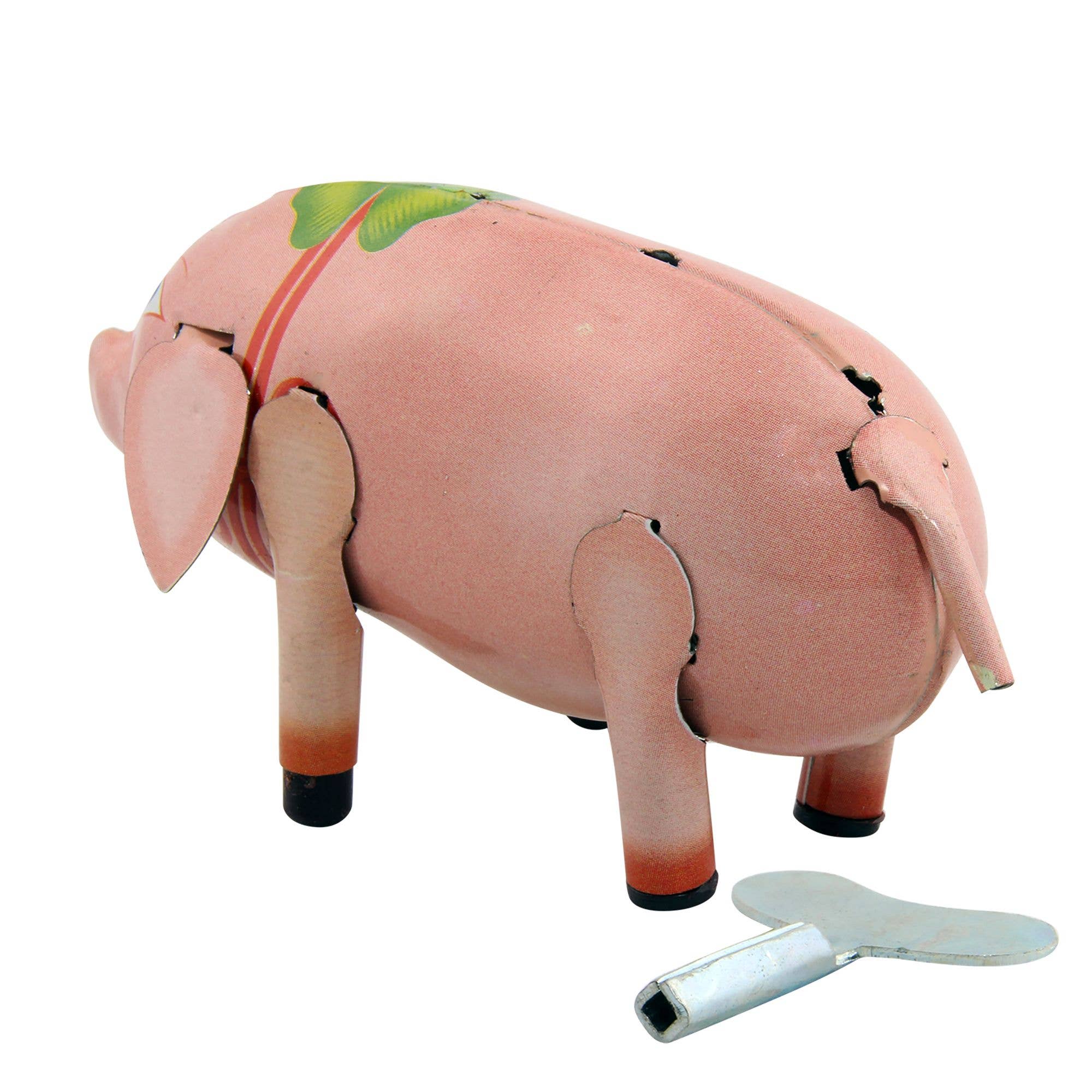 Tribal Trade GmbH - Venta al por mayor Figura decorativa - Cerdito de hojalata feliz con trébol de la suerte3