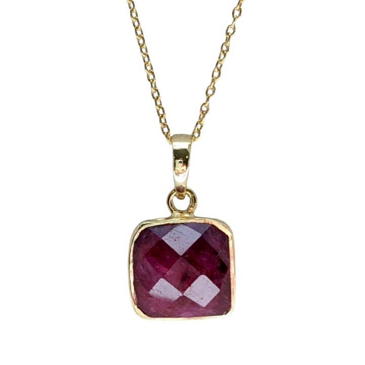 SALE Saturday in the Park Vermeil Ruby Pendant Necklace for wholesale by Saraswati Imports
